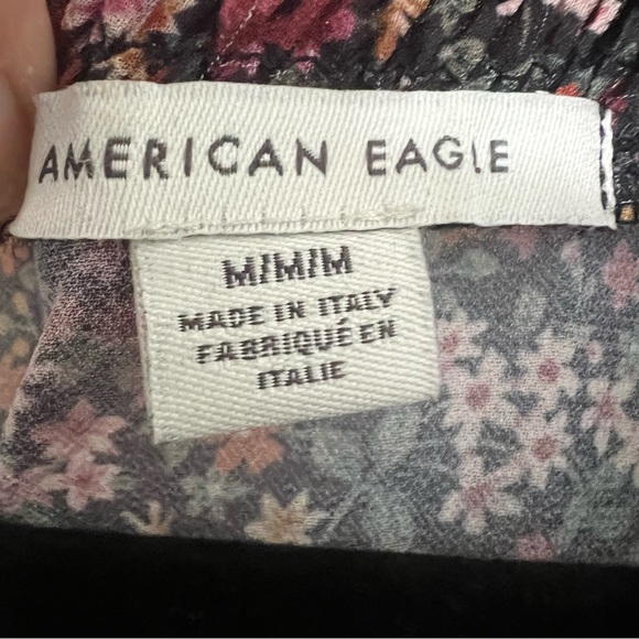 American Eagle Dark Ditzy Floral Tiered Boho Grunge Babydoll Mini Dress Size M - Picture 5 of 13